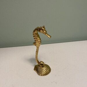 Gold Brass Seahorse Figurine